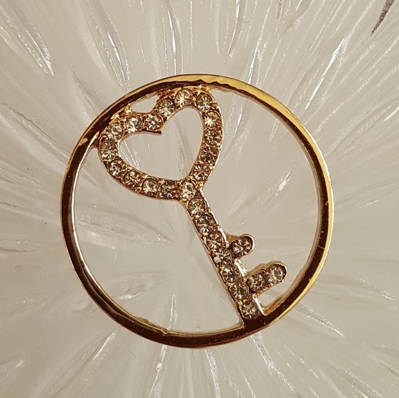 Gold Key Insert for Floating Charm For Locket - Picture 1 of 1